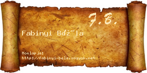 Fabinyi Béla névjegykártya